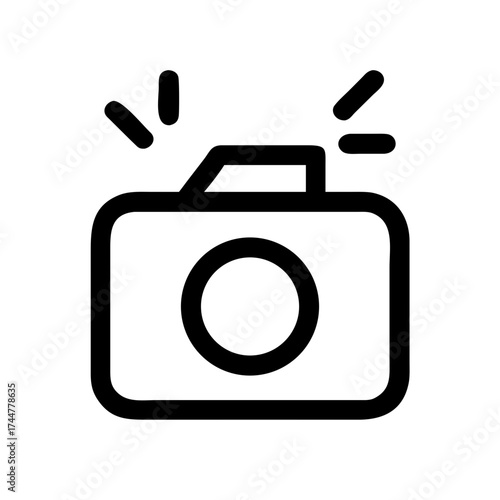 Camera icon with flash for photography needs