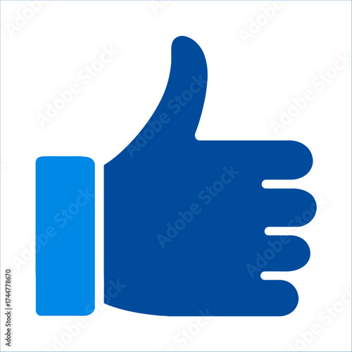 Thumbs Up: A simple, clean design of a blue hand giving a thumbs up, symbolizing approval, agreement, and positivity.