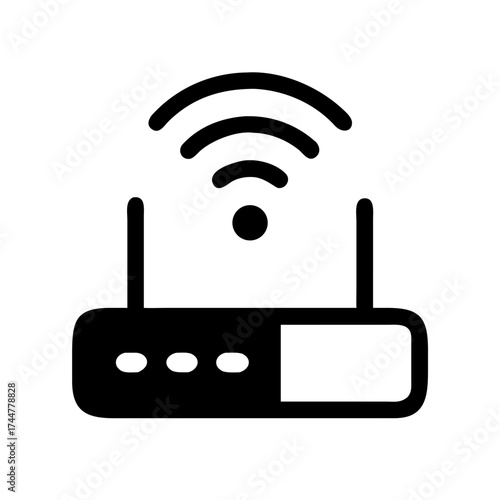 Illustration of a black wifi router for network