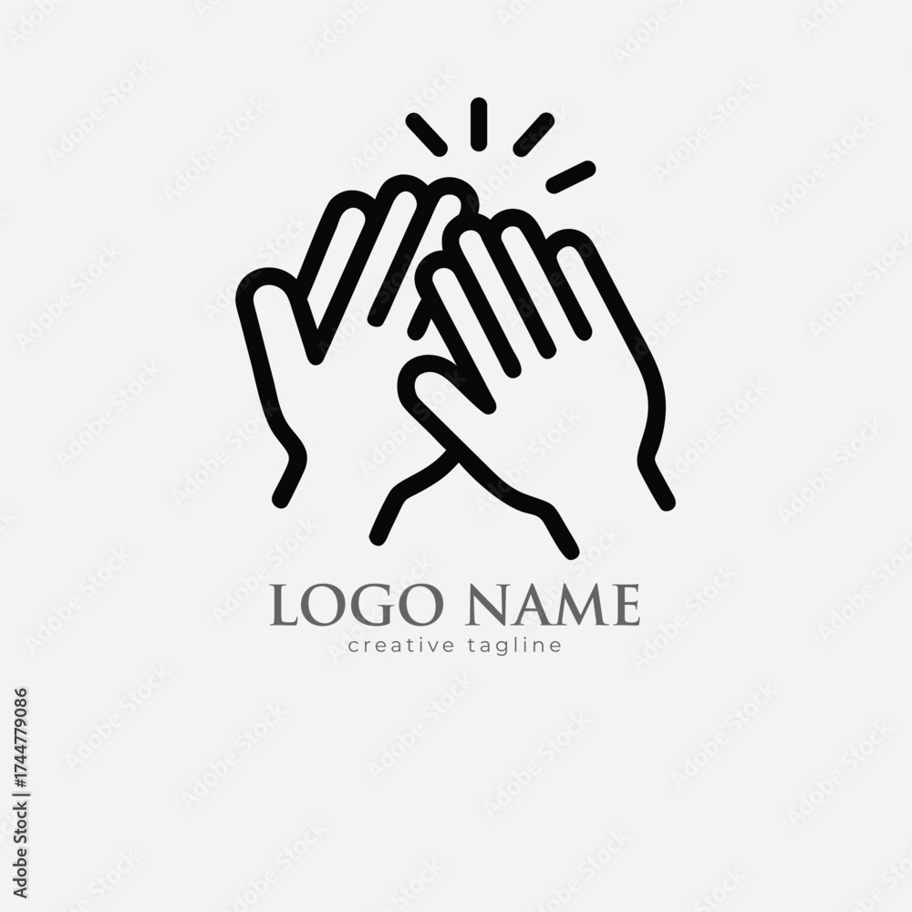 Obraz premium aapplause icon clap hand gesture silhoutte vector style with white background