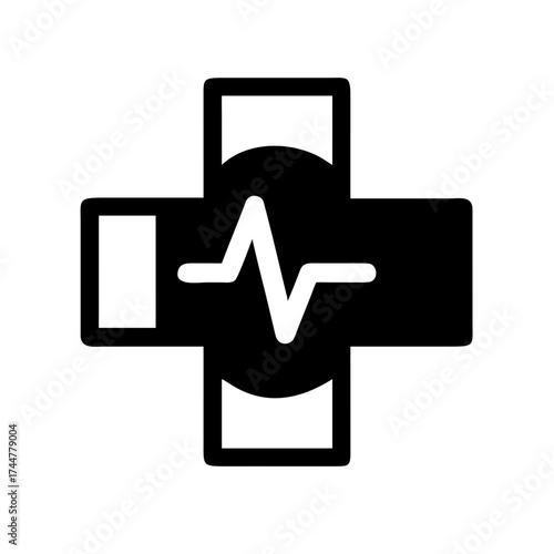 Medical cross with heartbeat for emergency service