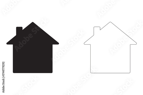 Black and White House Icons Showing Contrast and Choice for Real Estate and Home Concepts