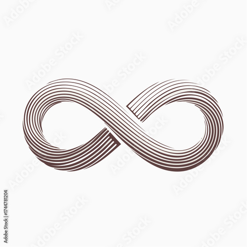 Infinity symbol illustration with a textured, striped design on a white background.