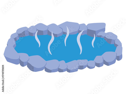 Natural Hot Spring Pool Illustration
