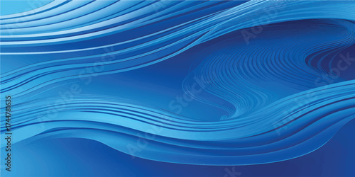 Abstract blue wave motion design texture pattern with smooth flowing lines for water backgrounds