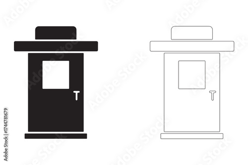 Black and white security guard booth icon illustration for design and graphical elements on white background vector graphic isolated