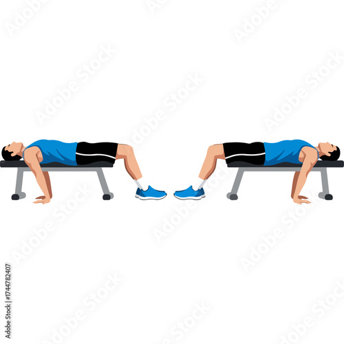 Man performing bridge exercise on weight bench, fitness training