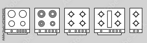 Kitchen Stove Set Illustrations. Kitchen elements