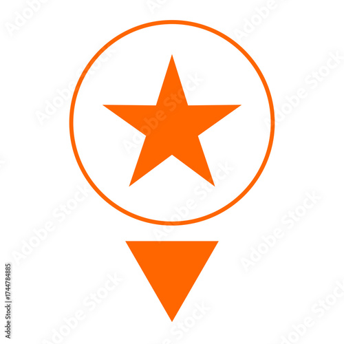 Orange star inside a circle above a triangle, symbolizing guidance, honor, and cultural pride in modern Arab design and identity.