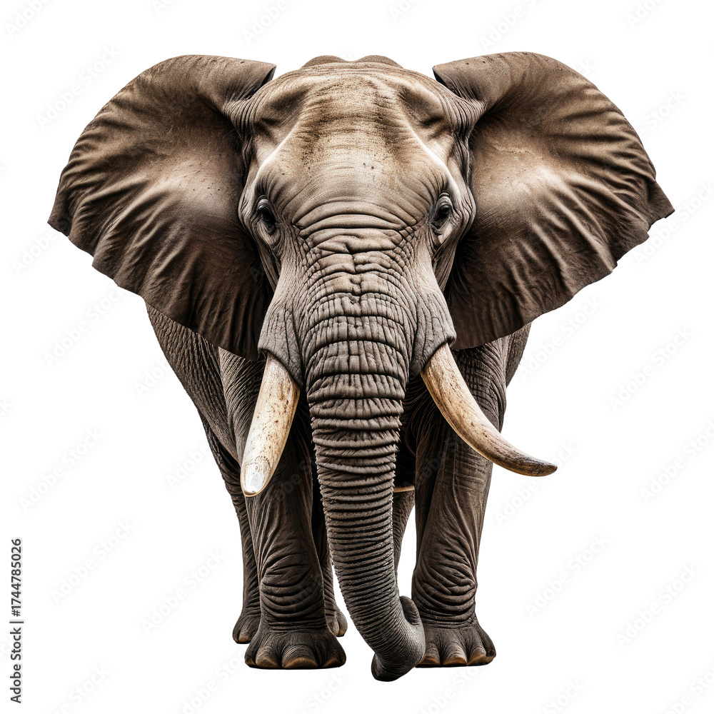 Obraz premium Majestic elephant portrait with detailed textures on a black background