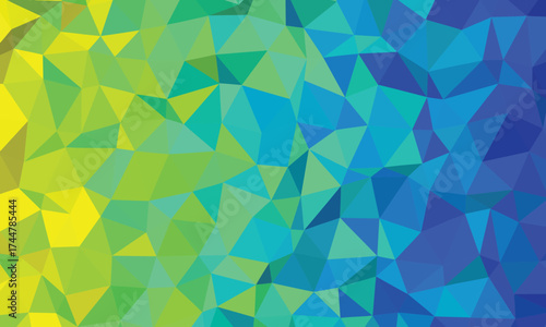 Yellow and blue hues converge into a geometric triangle mosaic pattern texture