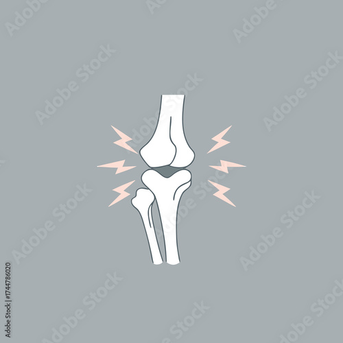 Bone ache icon. Bones Pain, Injury and Inflammation. Knee Joint Pain Silhouette Icon. Ache of Knee, Hand, Leg Skeleton. Arthritis, Osteoporosis and Bones Joint Illness Icon. Isolated Vector image.

