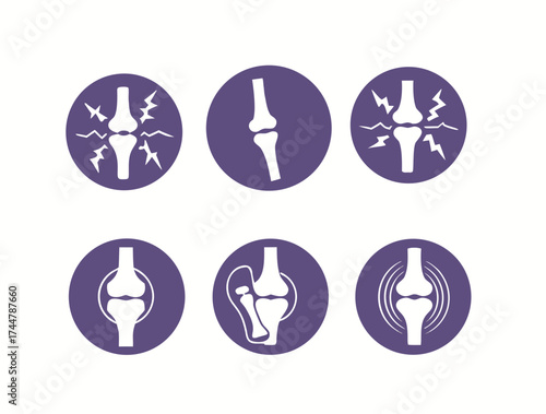 Bones Pain Silhouette Icon Set. Bone Injury, Arthritis, Osteoporosis, Inflammation Pictogram. Ache of Knee, Hand, Leg Skeleton. Bones Joint Illness Icon. Isolated Vector image

