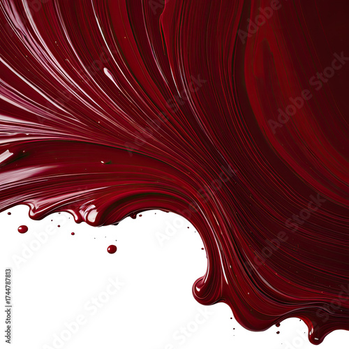 Burgundy paint swirls from dark corner
