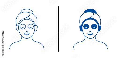 Beauty Ritual: Two stylized illustrations showcase the serenity of a self-care routine, one with a refreshing face mask, promoting a sense of inner peace and outward radiance. 