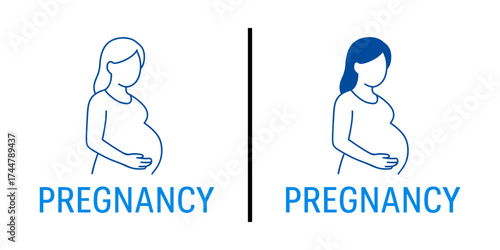 Pregnancy Announcement Illustration: A minimalist illustration depicting the joy of pregnancy with a simple depiction, two artistic illustrations communicate the exciting life event.