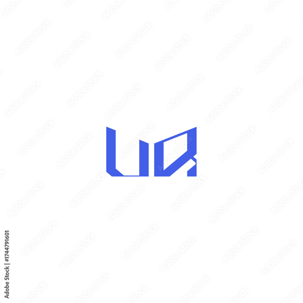 square concept abstract UR monogram initial logo design letter techno geometric style