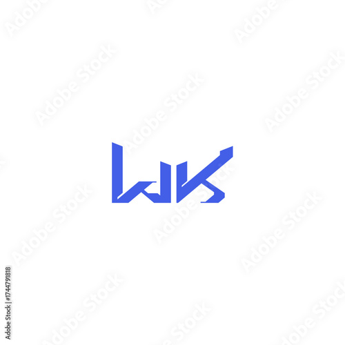 Free Download square concept abstract WK monogram initial logo design letter techno geometric style - GFXLoad