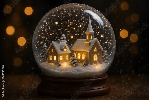 Snow globe with winter house