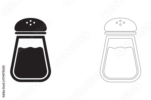 Elegant Black and White Salt Shaker Illustration Depicting Culinary Flavor and Kitchen Essential for Food Preparation and Seasoning