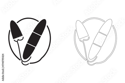Icon Set Featuring Reishi Mushrooms in Black and White Depicting Health and Wellness Benefits with Natural Remedies