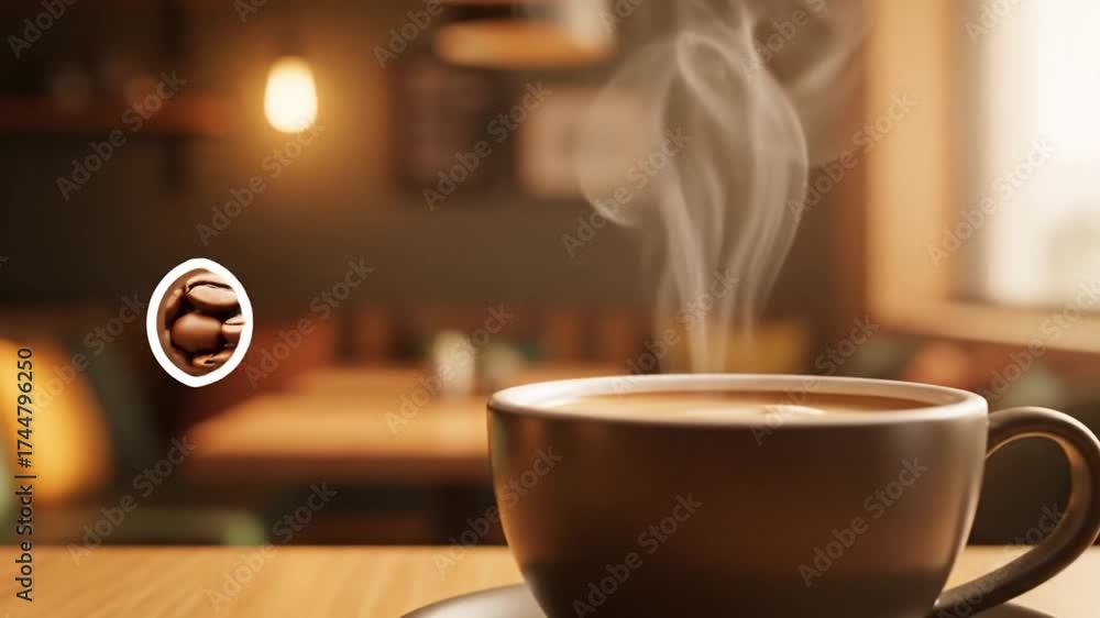 Creative Coffee Loading Bar Progress Animation with Steaming Cup.