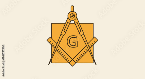 Freemasonry Emblem Illustration Featuring Square, Compasses, and the Letter G for Educational and Historical Purposes.