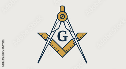 Masonic Symbol Featuring Square and Compasses with the Letter G Representing Freemasonry Tradition and Historical Significance for Educational and Design Purposes
