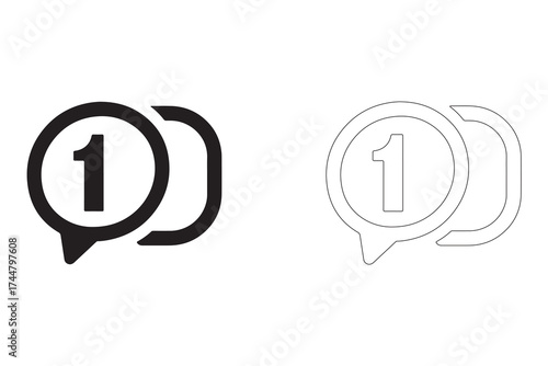 Number One Notification Icon Graphic Design for Ranking or Prioritization with Different Style Options for Versatile Use