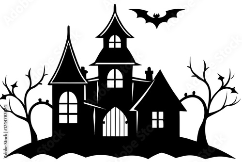 halloween house silhouette vector