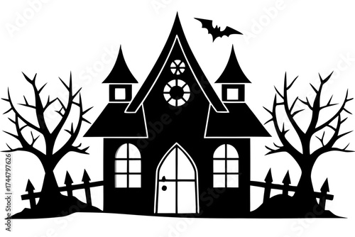 halloween house silhouette vector