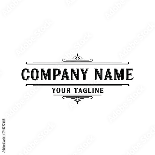 Vintage logo template with classic typography and ornamental flourishes.