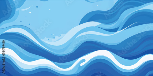 Abstract blue wave pattern with flowing lines and light for ocean or water themed vector design illustration