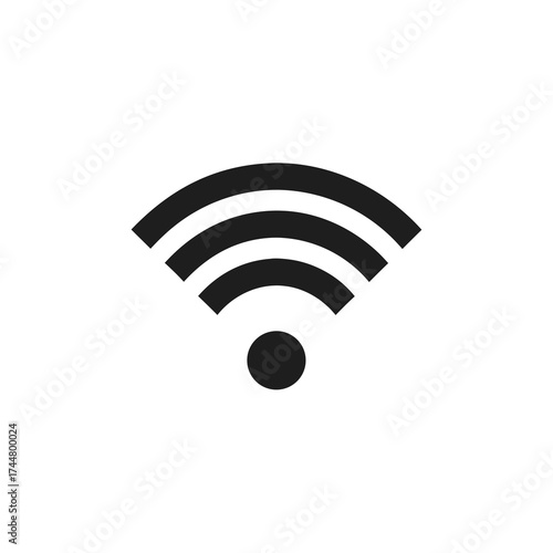 Universal Wi fi Signal Icon in Black and White on Minimalist Background