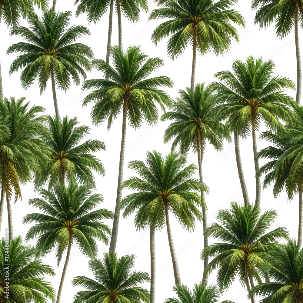 Obraz premium Repeated palms Green palms stand tall, patterned against a dark background
