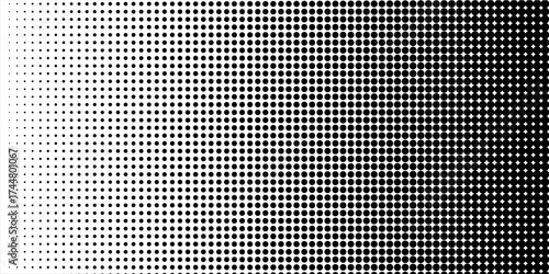 Dotted halftone texture background. Black and white pop art gradient overlay. Fading grunge gritty noise wallpaper. Weathered pixelated comic backdrop. Vector bitmap subtle vanishing surface
