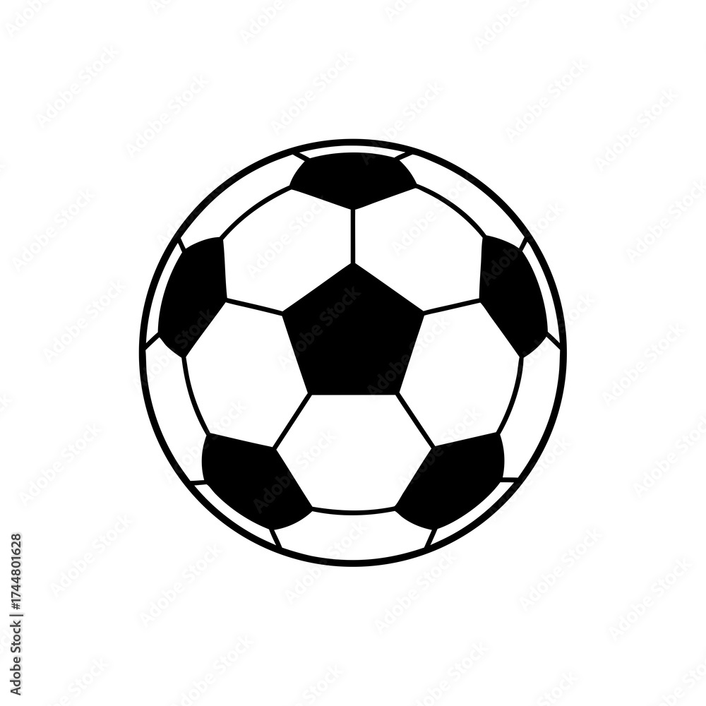 Obraz premium Minimalist Black and White Soccer Ball Icon for Sports and Recreation Graphics