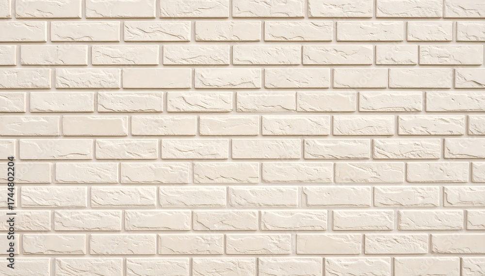 Obraz premium Cream-colored brick wall texture. Even rows of rectangular bricks