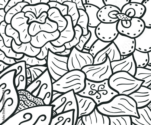 Flowers doodle sketch background illustration
