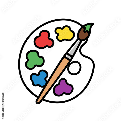 Color Palette with Paintbrush Illustration for Creative and Artistic Design