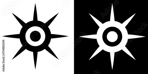 Symbol of Duality: An abstract representation of a star-like symbol presented in a captivating black and white contrast, representing a sense of balance and the interconnectedness of opposites.