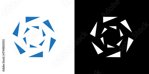 Geometric Shape Logo: A striking geometric design features a stylized flower-like pattern, its precise lines and shapes creating a modern and eye-catching graphic.
