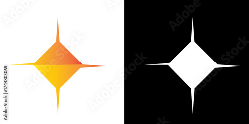 Star-shaped Abstract on Black and White: A simple yet striking visual features a star-shaped abstract design, presented against contrasting black and white backgrounds.