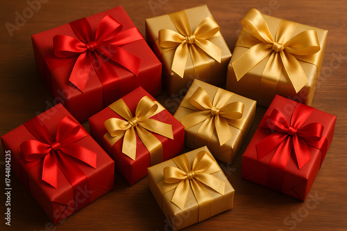 Red and gold gift boxes