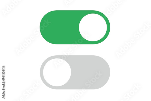 Toggle switch icon vector illustration. On and off buttons. User interface UI and UX graphic element. Simple flat web and app design. Active and inactive state slider. Control symbol.