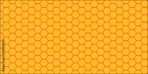 Vector seamless honeycomb pattern: a sweet, geometric yellow and orange background illustration featuring repeating hexagon cells, perfect for decoration or food-themed design