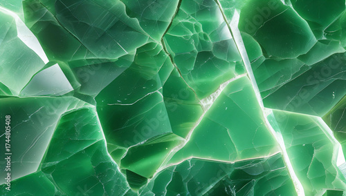 Deep Emerald Green Cracked Mineral Stone Texture