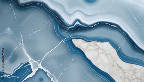 Luxurious Blue Onyx Marble with White and Dark Blue Swirls