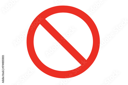 Prohibition no entry sign red circle with diagonal bar vector illustration, transparent background, warning symbol, forbidden access, stop and block concept for safety and regulation
