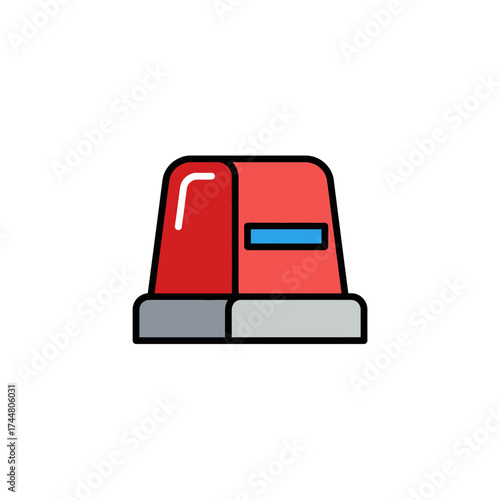 A colorful graphic icon of a red emergency flasher light, often used on police, fire, or ambulance vehicles, isolated on a white background.
